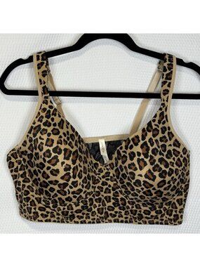 Rhonda Shear 2X Lace Back Bra Tan/Leopard #0026 Wireless Pullover